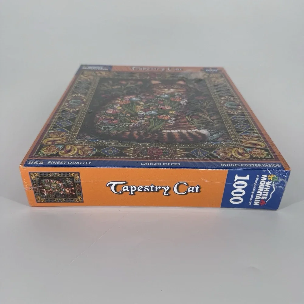 NEW White Mountain Tapestry Cat 1000 Piece Jigsaw Puzzle Lewis T Johnson Sealed