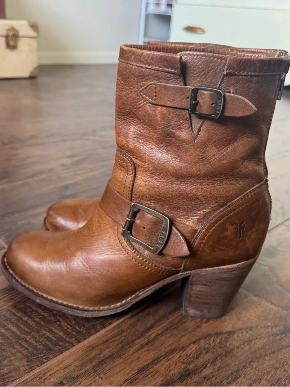 Frye Karla Engineer Short Brown Boot size 6.5 B