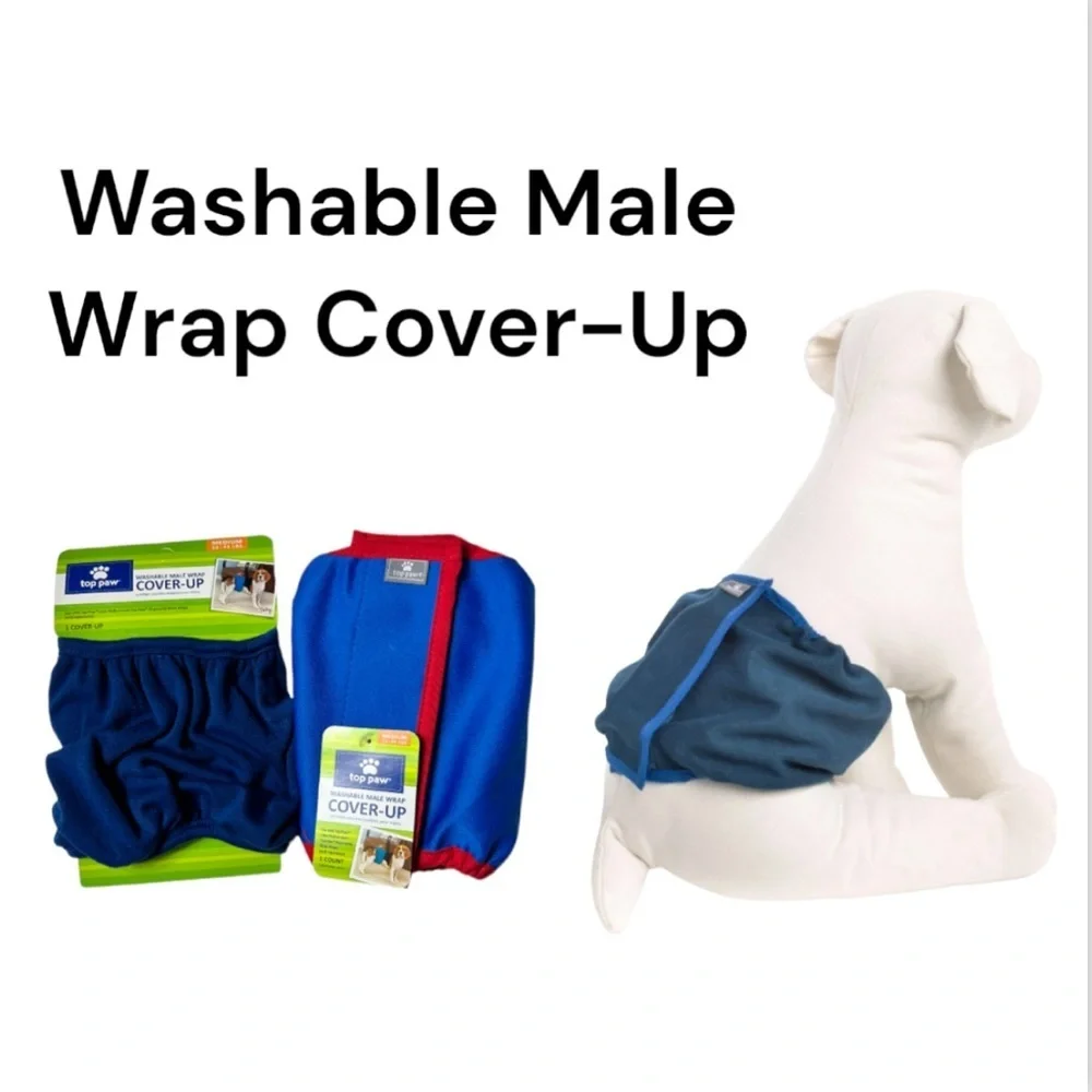 NWT 2 Top Paw Washable Male Wrap Cover-Ups and 28 Disposable Wraps Size Medium