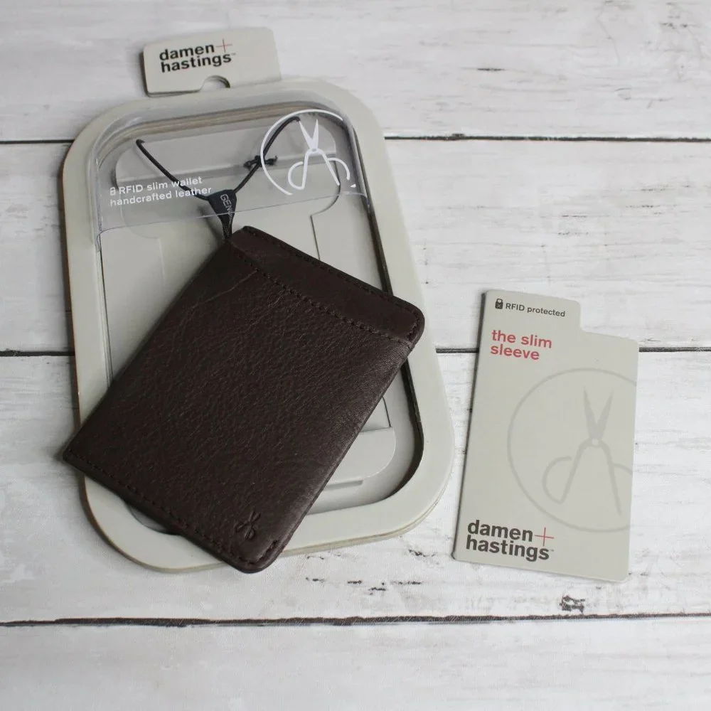 Damen Hastings Handcrafted Men's Genuine Leather Slim RFID Brown Wallet