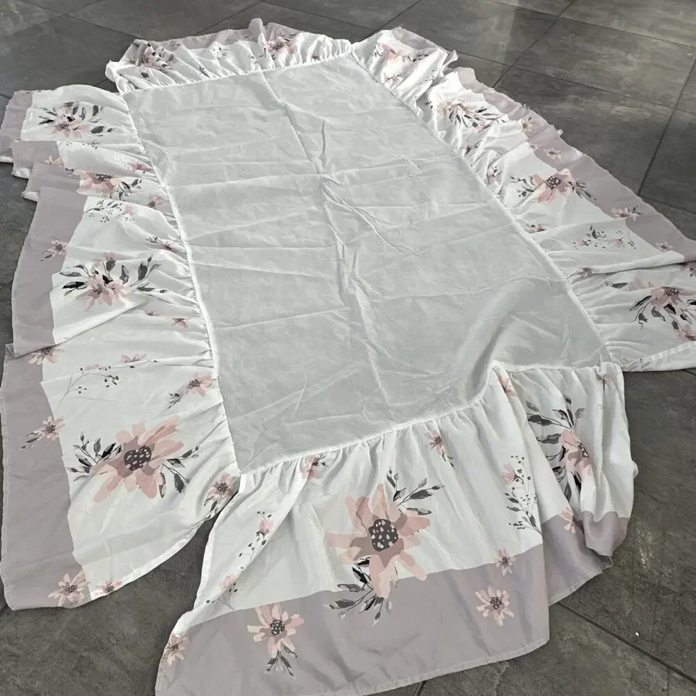 BEEWEED‎ Floral Crib Blanket Comforter, Skirt, Diaper Holder, Bear Rug Pink Rose