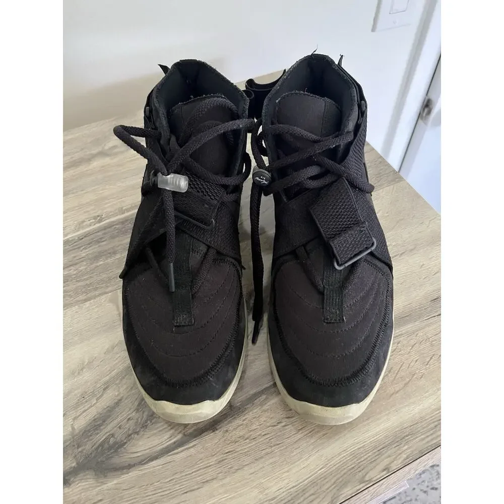 Size 10 - Nike Air Fear Of God Raid Black Mens Suede High top mid rise sneakers