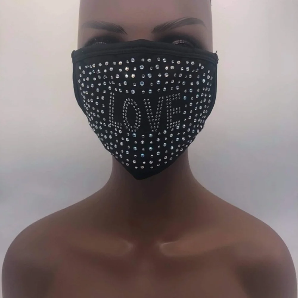 Fashion Rhinestone Love Bling Face Mask‎