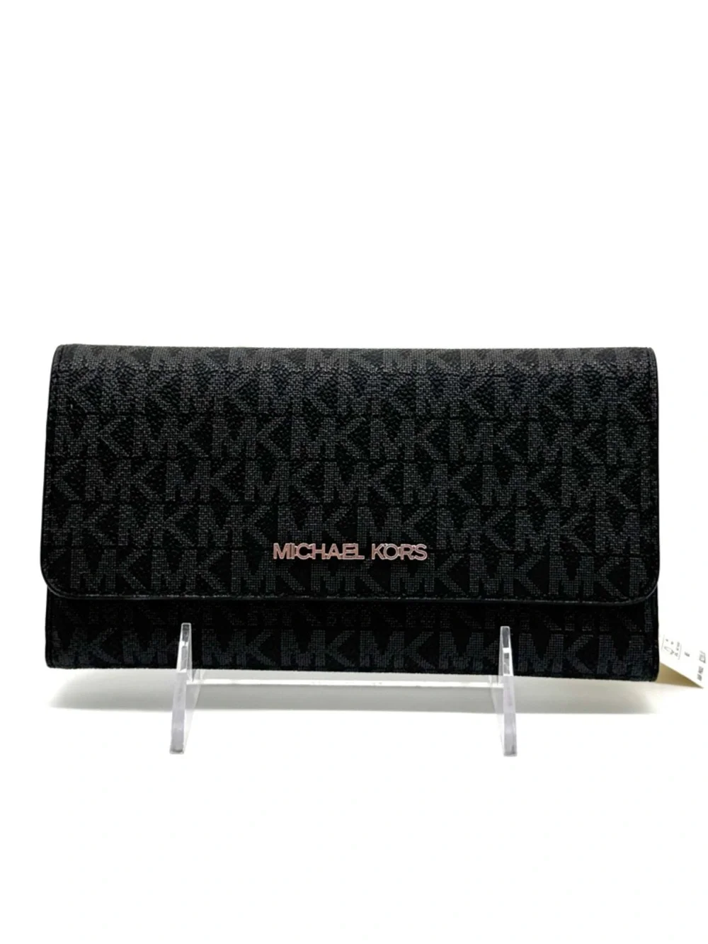 Michael Kors Large Trifold Wallet Black Signature
