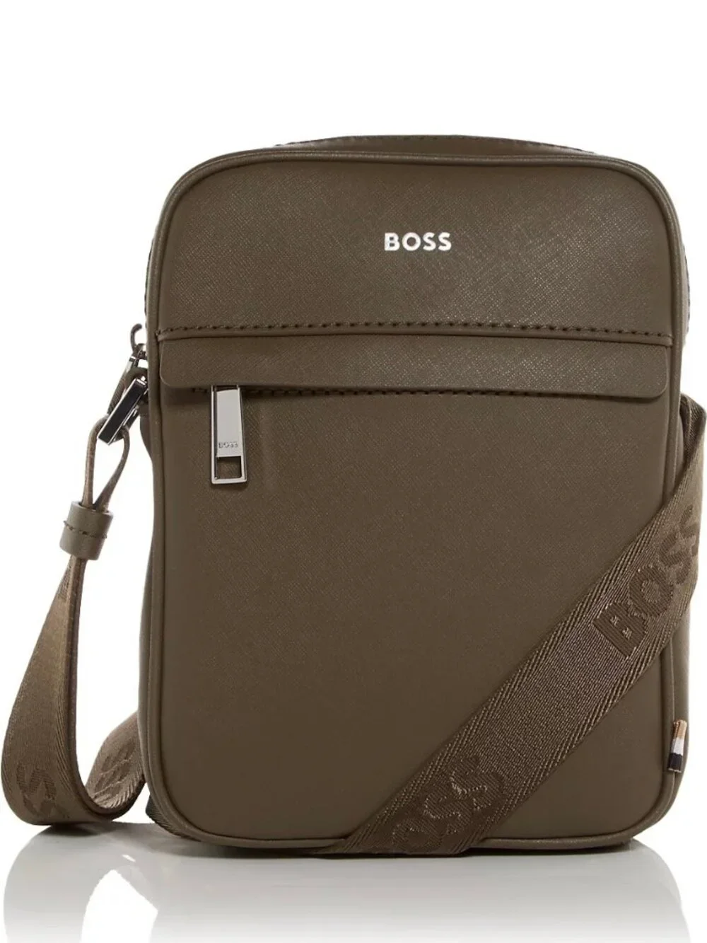 Hugo Boss Men's BOSS Zair Small Crossbody Bag Bonded Leather Zip Top Green