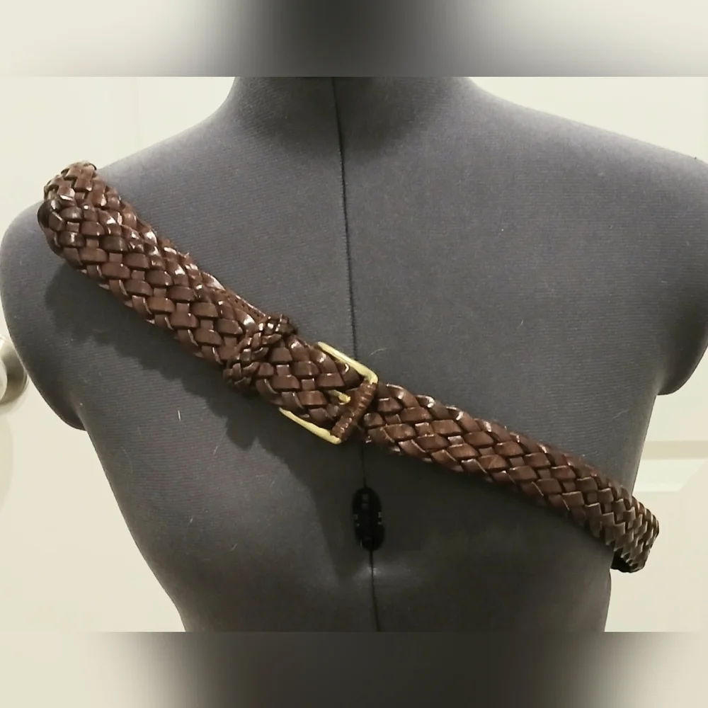 Men's Roundtree & Yorke‎ Brown Leather Braided Belt
