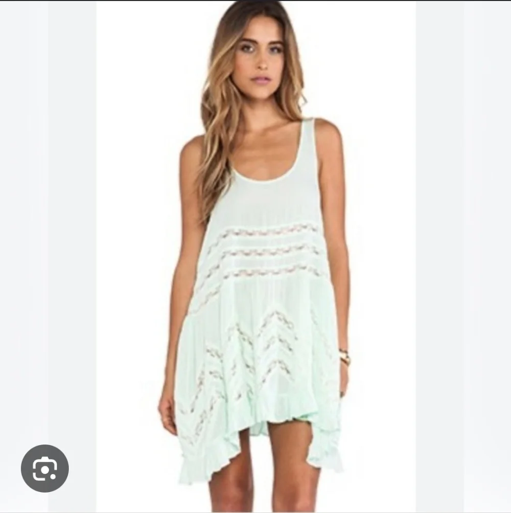 Free People Mint Green Polka Dot Top