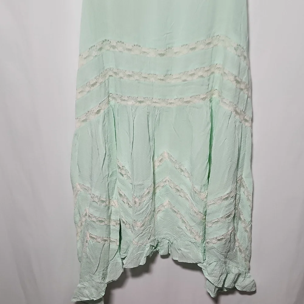 Free People Mint Green Polka Dot Top