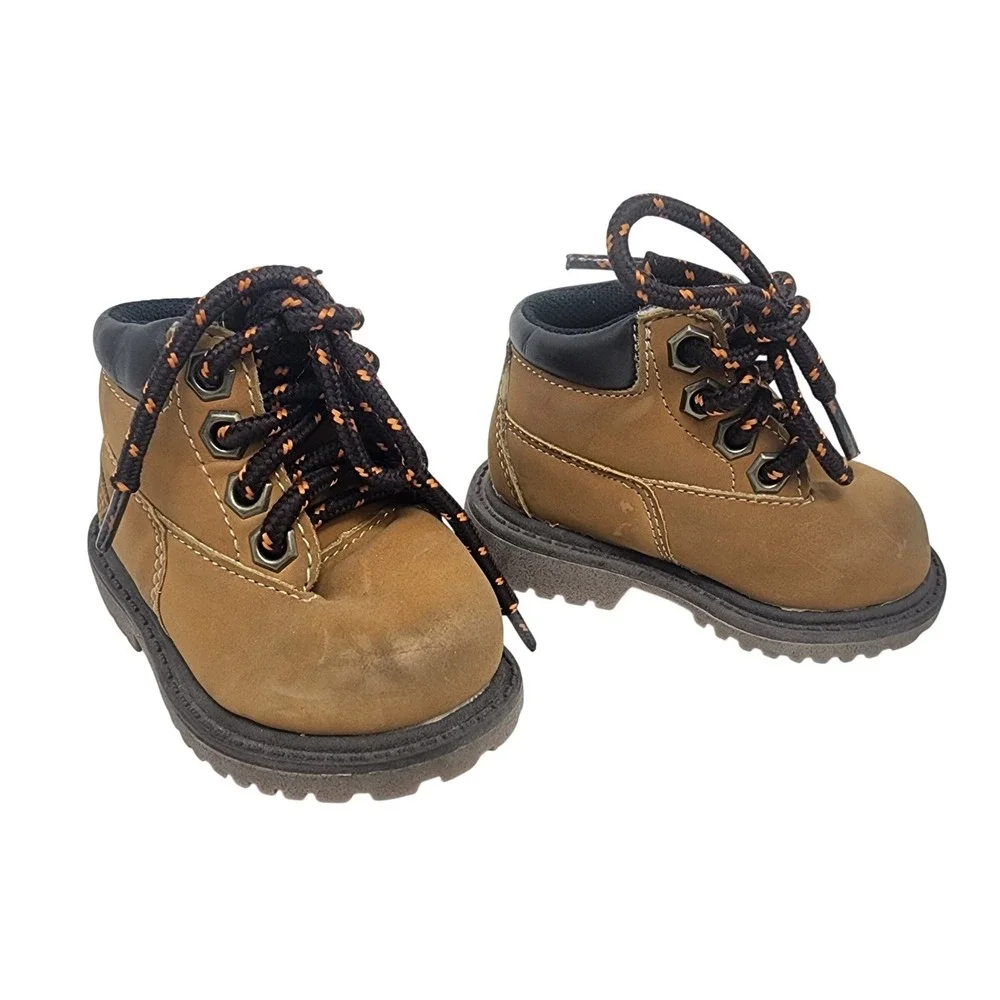 Route 66 Ankle Boots Toddler Boys 2M Brown Lace Up Padded Collar Lug Sole Great
