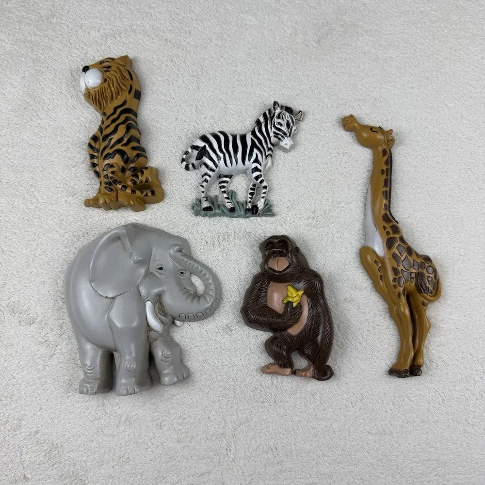 Vintage Burwood Products‎ Co Jungle Safari Animal Wall Art Lot- 90's Boho