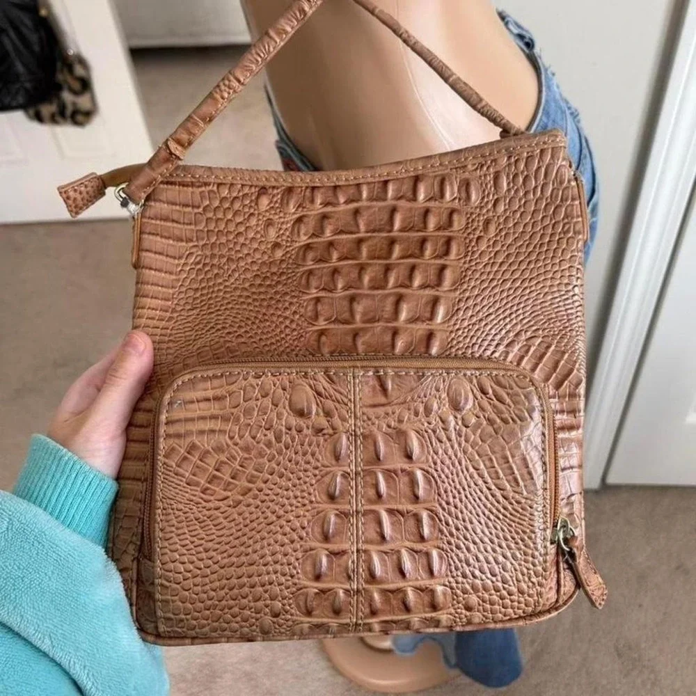 Y2K 2000s Marc fisher brown reptile print shoulder bag