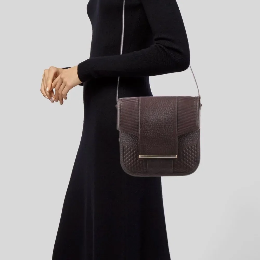 Reece‎ Hudson Grained Brown Leather Shoulder Bag