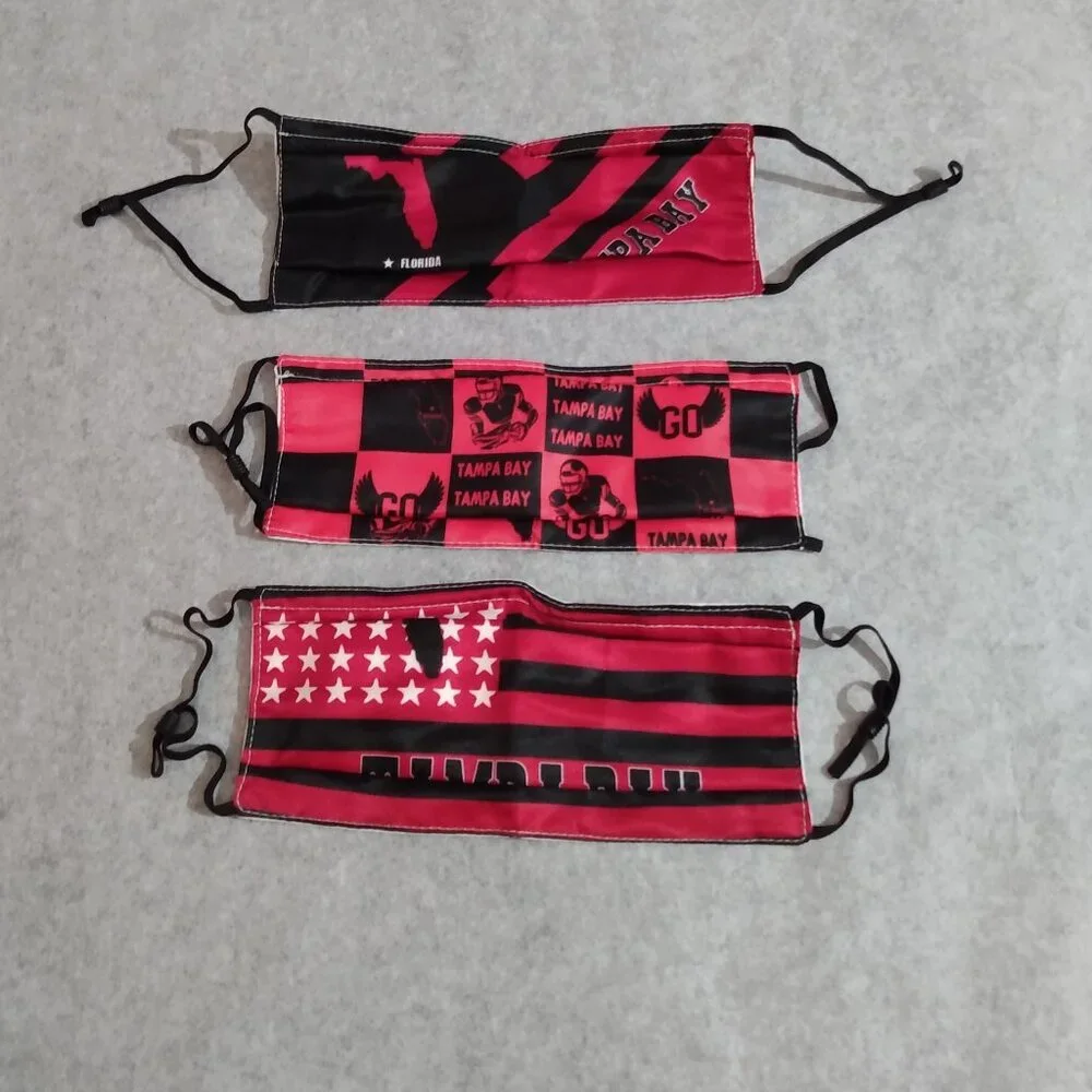 Red and Black Tampa Bay Face Masks Set Football NFL