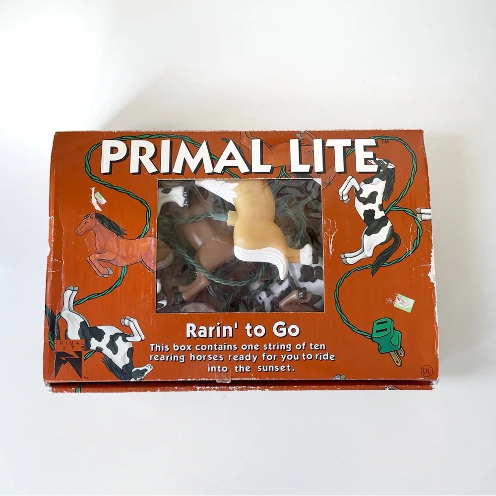 Vintage 90s 1994 Primal Lite Rarin’ to Go Horses String Lights