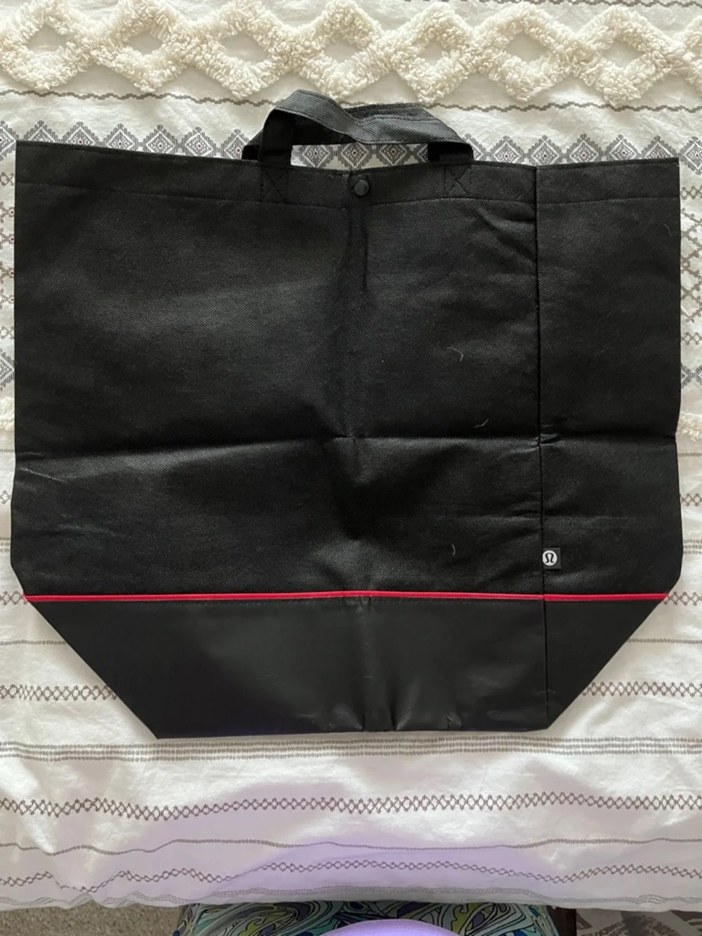 lululemon athletica Black Duffel Tote with Red Accent