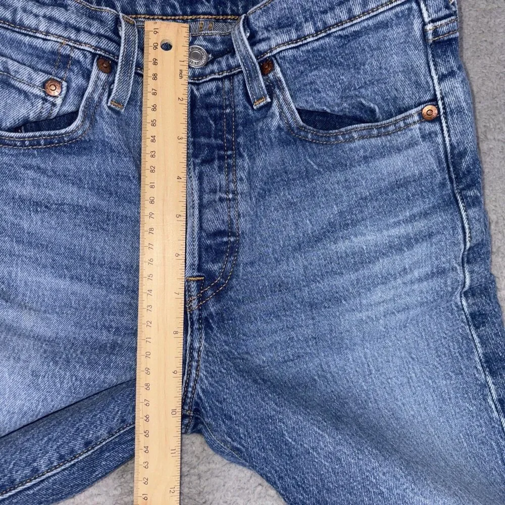 Levis 501 S Skinny XX Premium Big E Jeans Button Fly Women 25x28 Blue Frayed