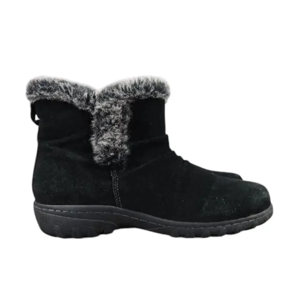 Khombu Shoes Womens 8 Boots Winter Leather Faux Fur Lisa Classic Comfort Black