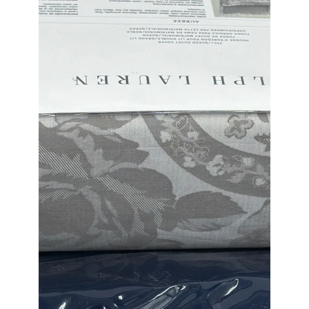 Ralph Lauren Aubree Paisley Full Queen Duvet Cover Graphite Grey 100% Cotton NEW