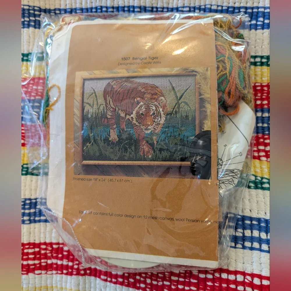 80s‎ Vintage Bengal Tiger Duck Needlepoint Kit - Multicolor