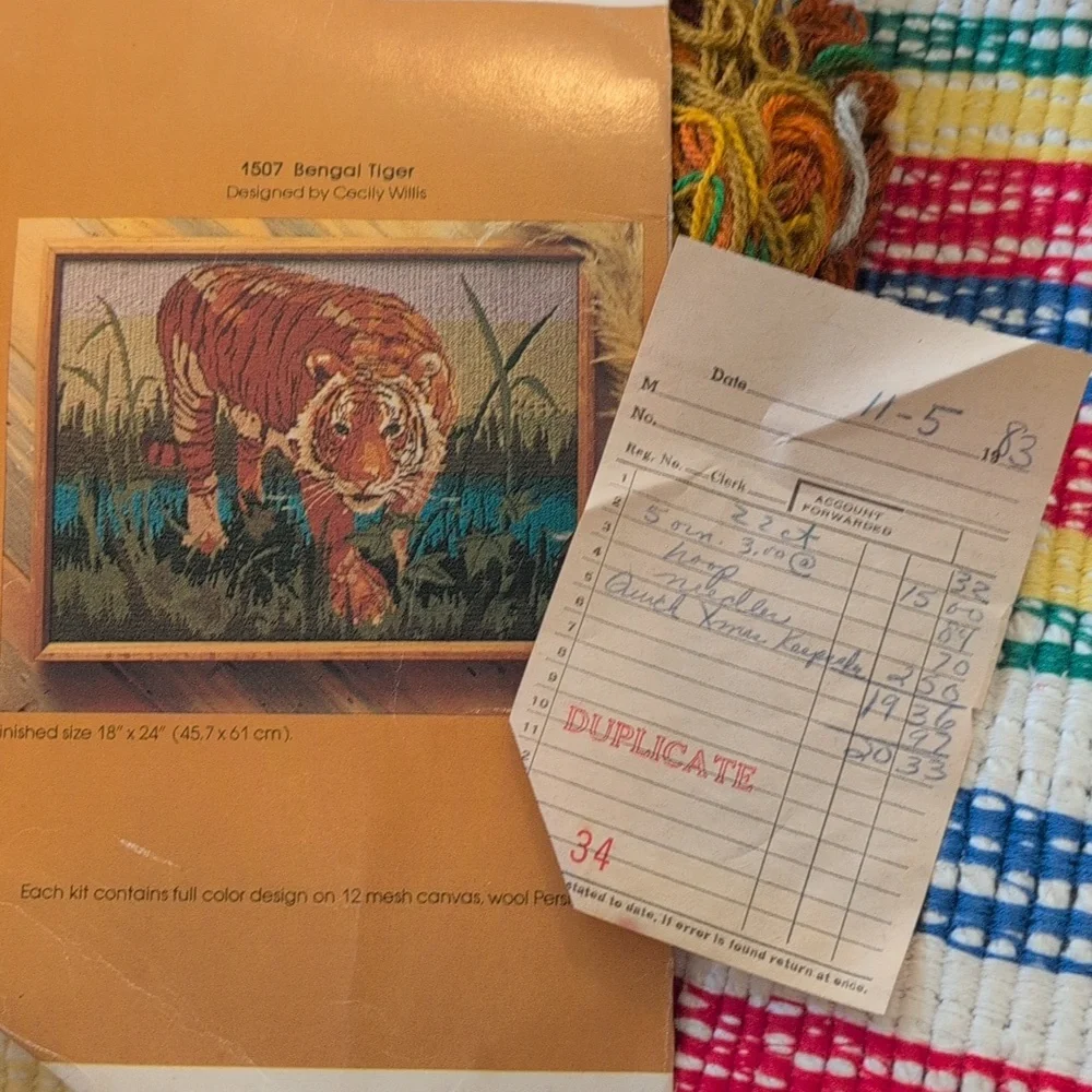 80s‎ Vintage Bengal Tiger Duck Needlepoint Kit - Multicolor