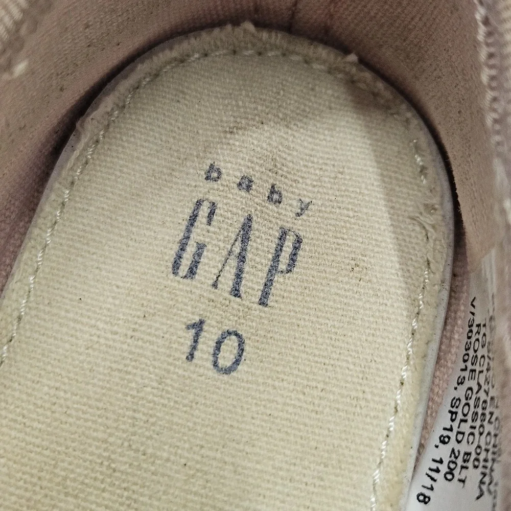 Gap Ballet Flats Girls Size 10 Rose Gold Glitter Bow Elastic Strap Dressy Shoes