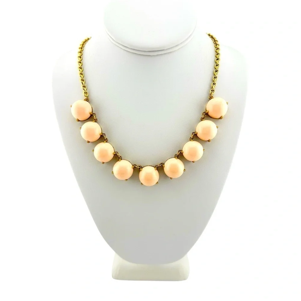 J Crew Necklace Peach Gold Tone Petite Statement