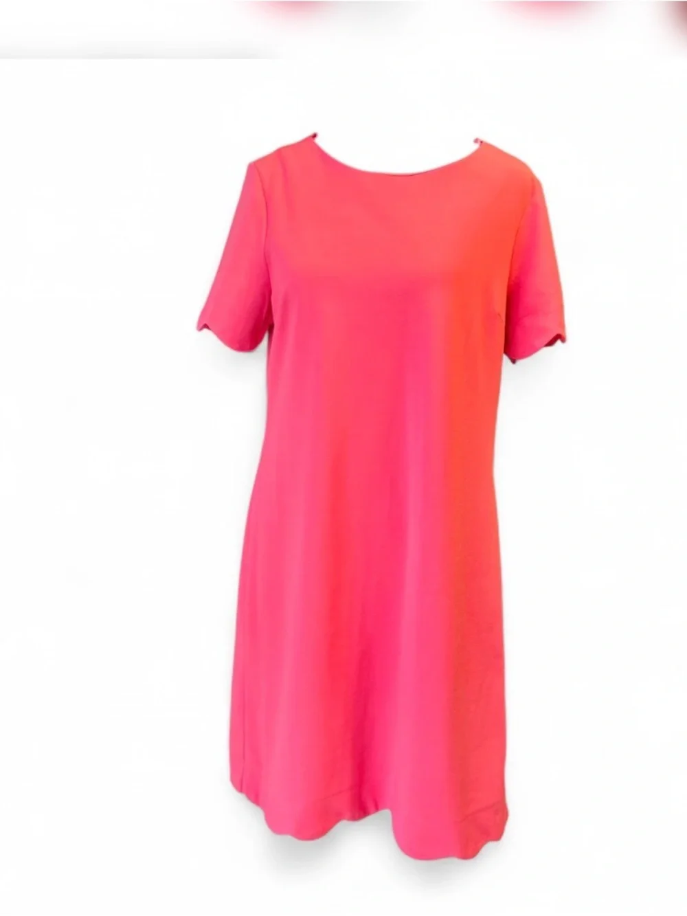 MONTEAU Scoop Neck Dress M, in Salmón Color, Pull-Up Short Sleeves W/Waves Trim
