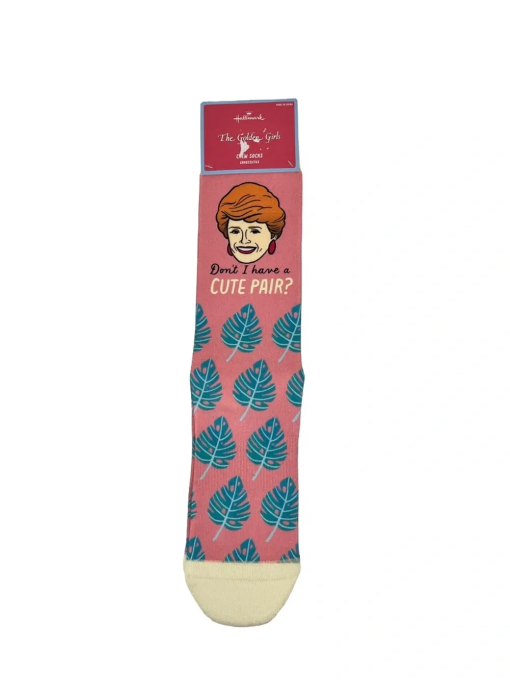 NWT Hallmark Blanche Golden Girls Don’t I Have a Cute Pair Socks Pink Leaf OS