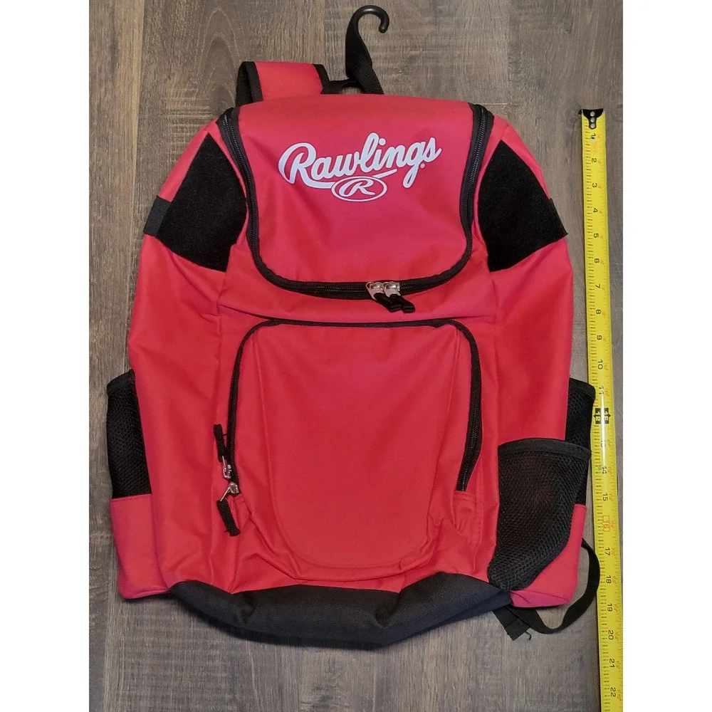 Rawlings‎ Baseball Backpack Red Black Travel Gear Equipment Bag School Gym