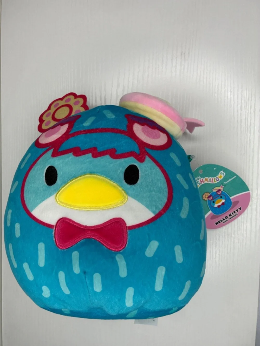 Hello Kitty Blue Plush Bird with Pink Bow and Yellow Beak