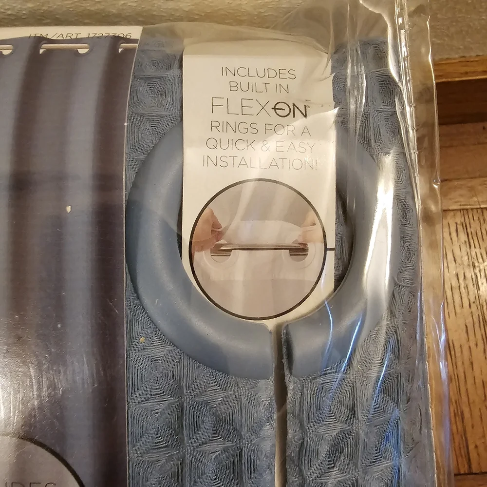 Original Hookless 3-in-1 Waffle Fabric Shower Curtain Set Blue with Bonus Liner