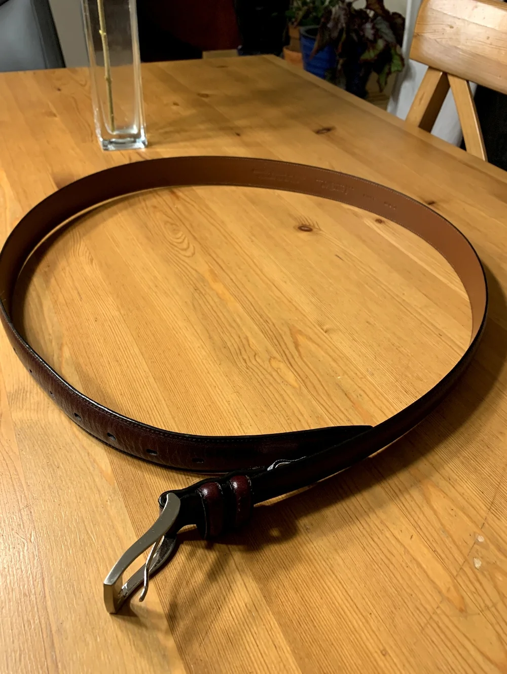 Perry Ellis 44 Classic Men's Leather Belt Full Grain Cowhide Dark Brown