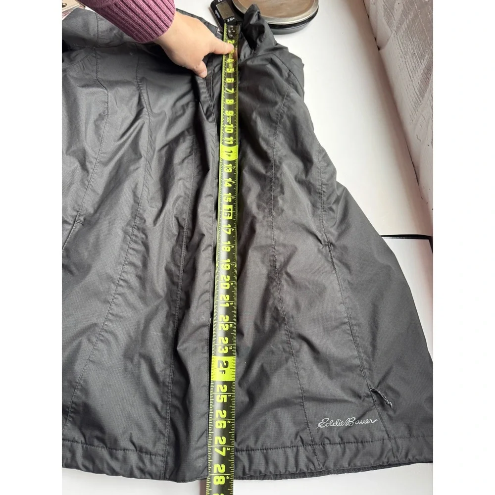 Eddie Bauer Windbreaker Rain Jacket Women XL Black Lightweight Full Zip Gorpcore