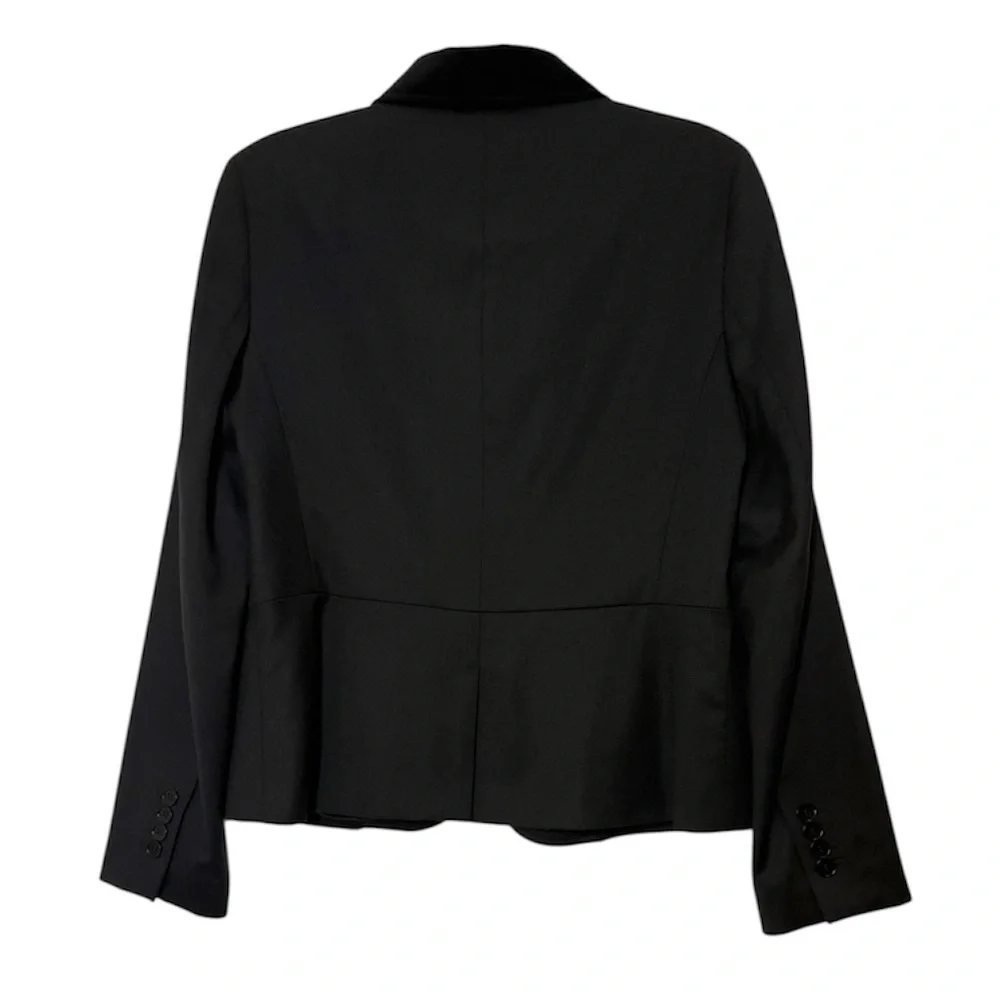 Talbots Blazer Wool Blend Jacket Velvet Collar Tailored Classic Black Size 8
