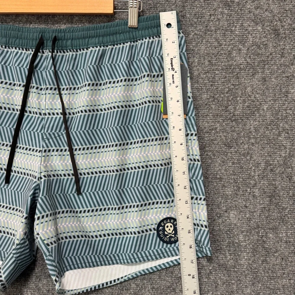 ROARK Mens XL Board Shorts Swim Trunks‎ Hemp Blend Geometric Print Drawstring