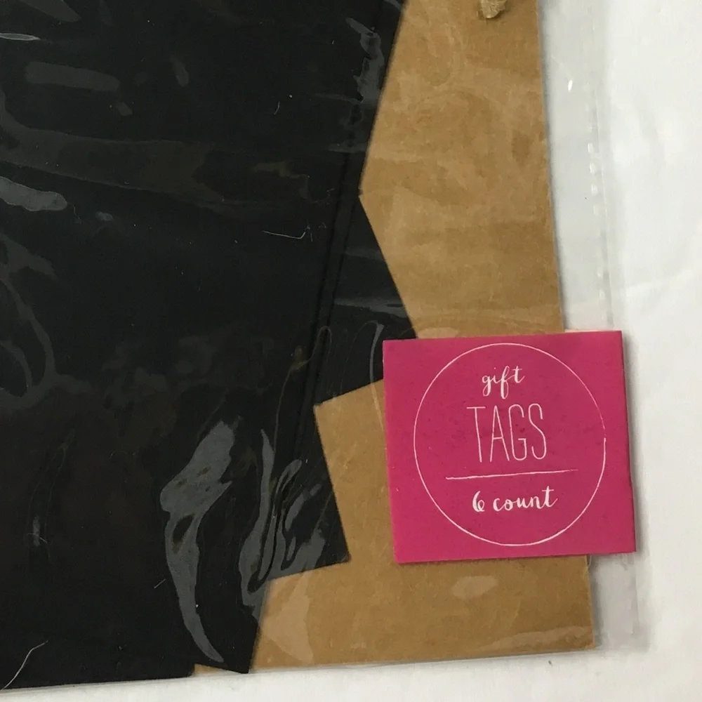 GIFT TAGS Black Chalk Neon Jute Strings 24 Total Die Cut Labeling Organizing NWT