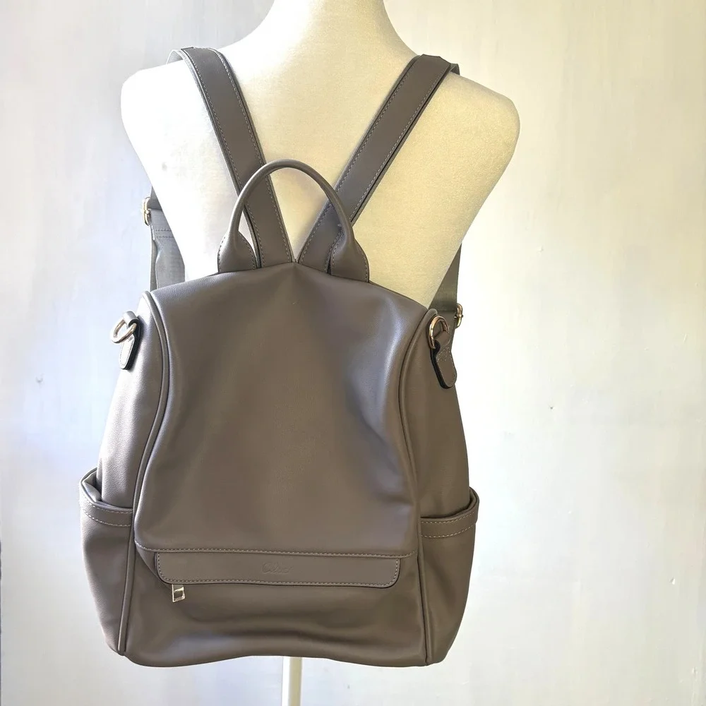 Cluci Gray Backpack Purse Convertible Shoulder‎ Bag Handbag Faux Leather