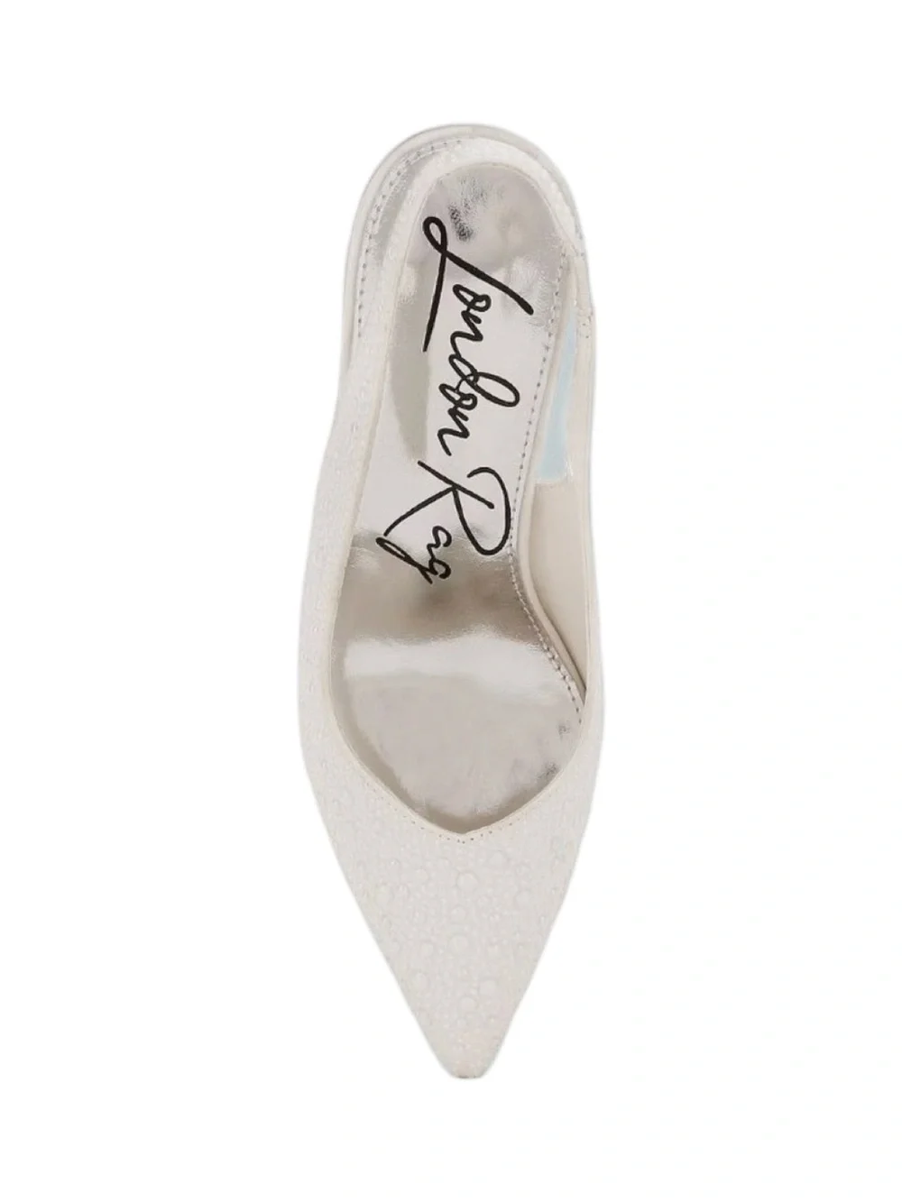 London Rag Ararki Luxurious Satin Pearl Slingback Sandals In White Size 8 NEW