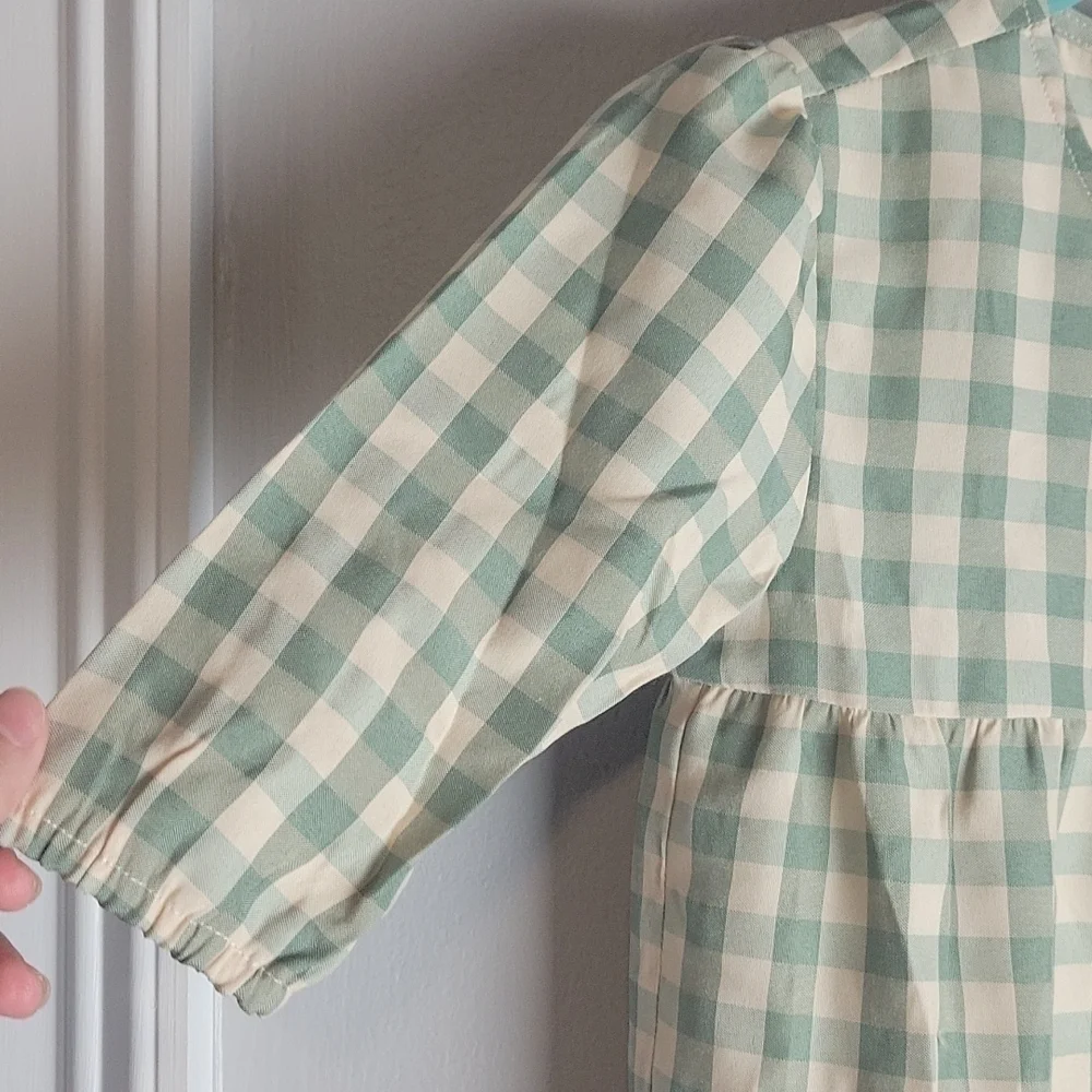 Delicat New York Short Sleeve Gingham Long Robe Dress Slaye/White-Size 7