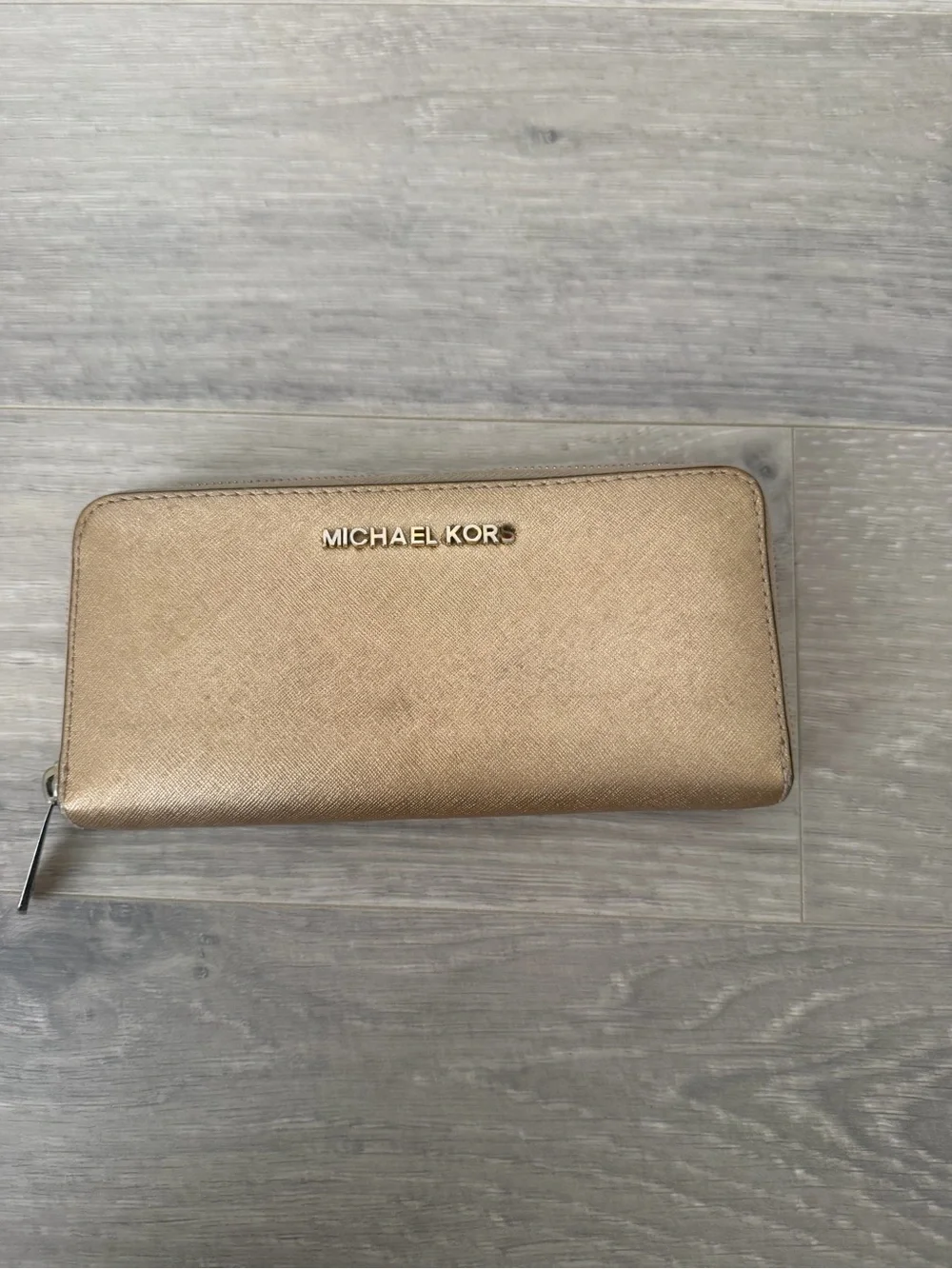 Michael Kors Metallic Champagne Zip-Around Continental Wallet