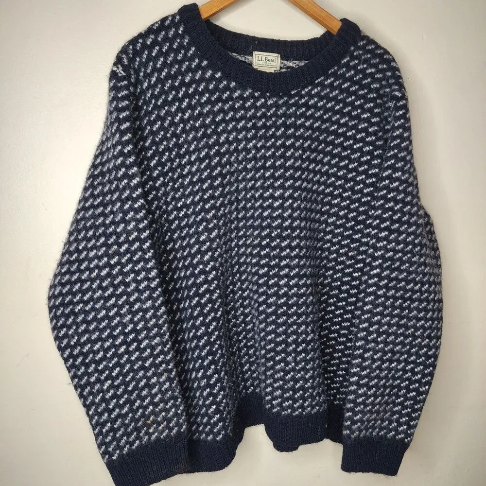 Vintage LL Bean Birdseye Sweater Mens XXL Norwegian Wool (Fits L-XL) Read