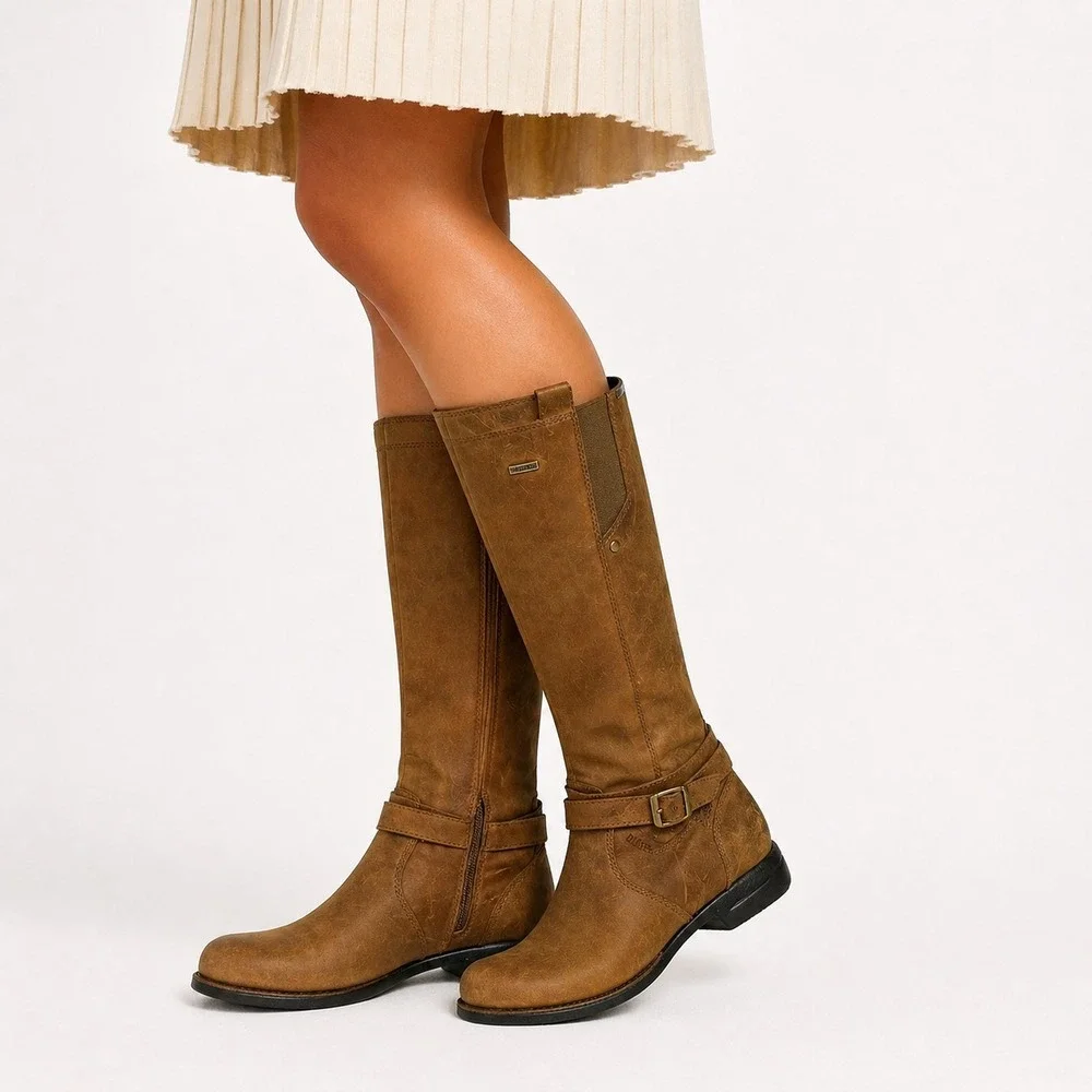 Merrell Knee High Boots Women's Size 9 Chestnut Waterproof Leather Tetra Strap