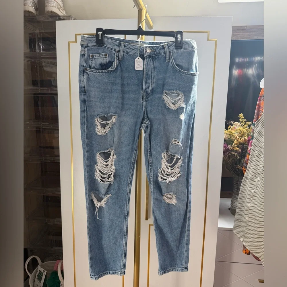 Topshop Moto Hayden Light Blue Distressed Jeans #0022