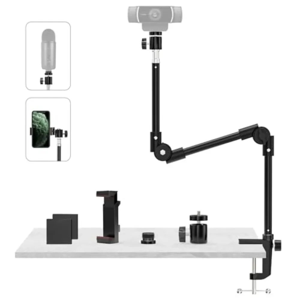 Webcam Stand Camera Mount with Phone Holder & 5/8