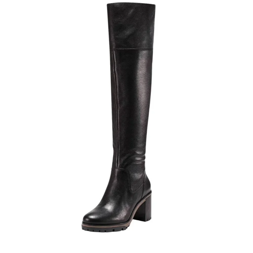 VINCE CAMUTO Dasemma Black Leather Over The Knee Boot Size 7.5M