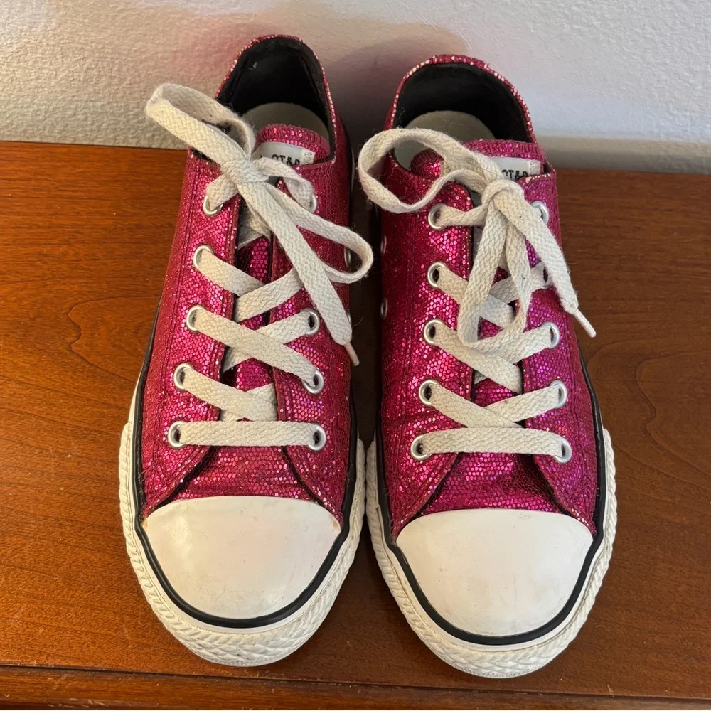 Converse Kids' Chuck Taylor All Star Low Tops Hot Pink Sparkle