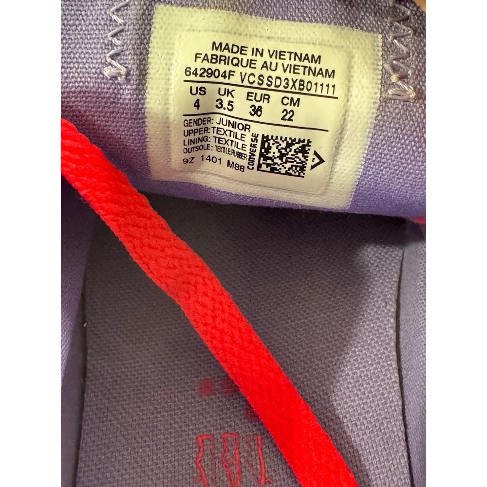 Converse Chuck Taylor Sneakers Junior 4 White Good Double Tongue Pink Purple