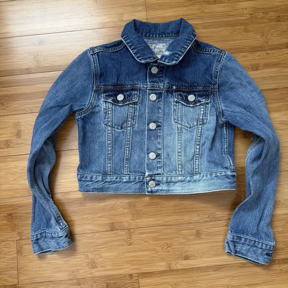 Polo Ralph Lauren Girls Denim Jacket Size 10‎ Cropped Jean Jacket