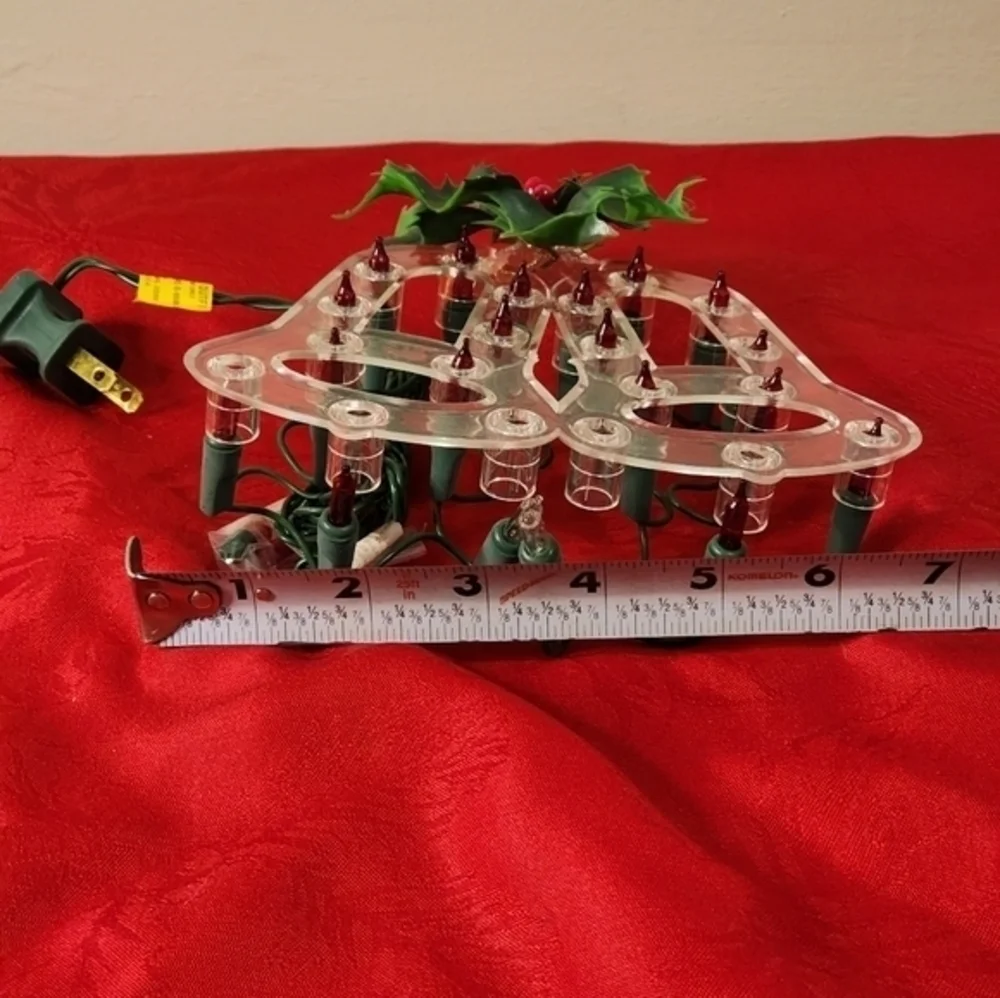 Vintage 20 Lite Twin Double Bell Tree Top Holly Berry‎ Christmas Holidays
