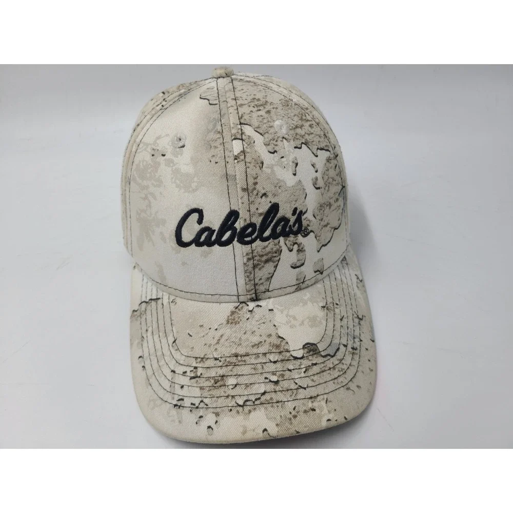 Cabelas Tundra Camo Snapback Hat Cap‎ Snow Outdoors Winter Men Women White Gray